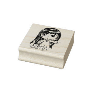 Plug chibi little girl rubber stamp