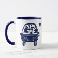 Plug Life Cute Navy Blue Electric Car