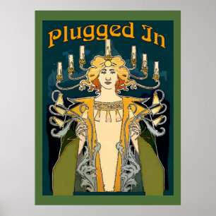 Plugged In Art Deco Man Poster