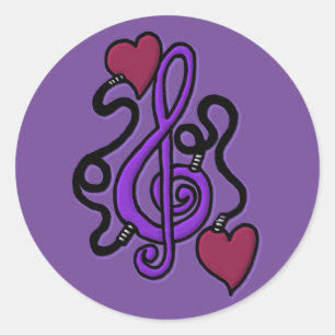 Plugged In To Music Purple Note Stickers