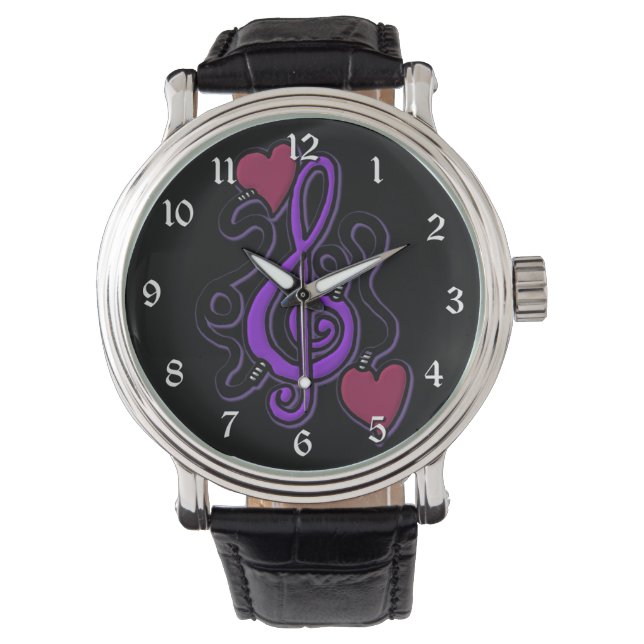 Plugged In To Music Purple Note Wrist Watch 2 (Front)