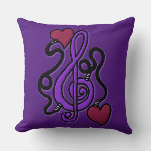 Plugged In To Music Reversible Purple Note Pillow