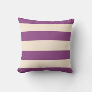 Plum and Antique White Stripes Cushion