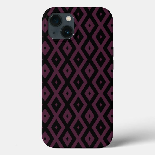 Plum and black diamond pattern Case-Mate iPhone ca Case (Back)