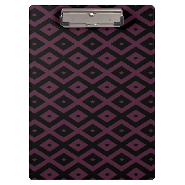 Plum and black diamond pattern clipboard (Front)