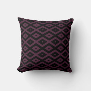 Plum and black diamond pattern cushion