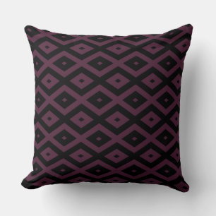 Plum and black diamond pattern cushion