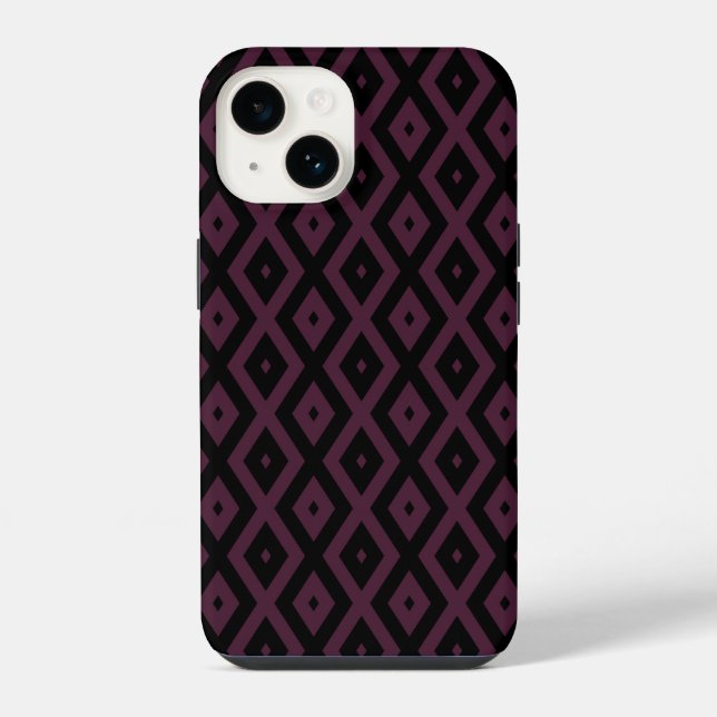 Plum and black diamond pattern iPhone case (Back)