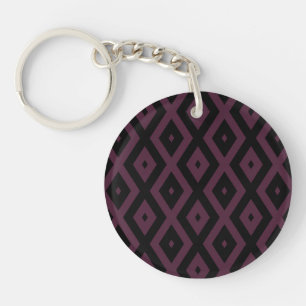 Plum and black diamond pattern key ring