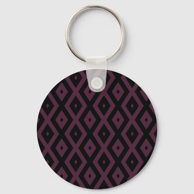 Plum and black diamond pattern key ring (Front)