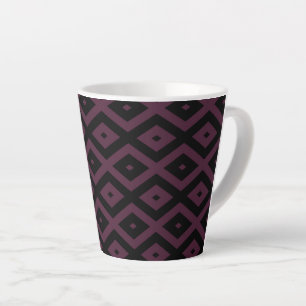 Plum and black diamond pattern latte mug