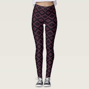 Plum and black diamond pattern leggings