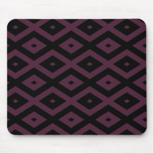 Plum and black diamond pattern mouse mat