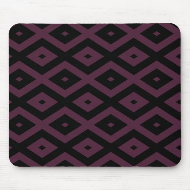 Plum and black diamond pattern mouse mat (Front)