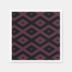 Plum and black diamond pattern napkin