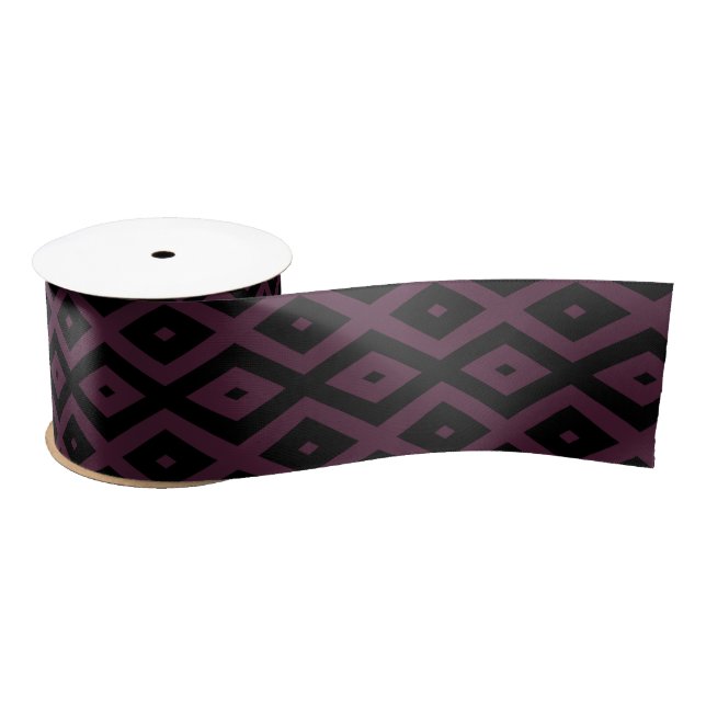 Plum and black diamond pattern satin ribbon (Spool)