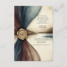 Plum and Blue Ombre Seal Watercolor Wedding