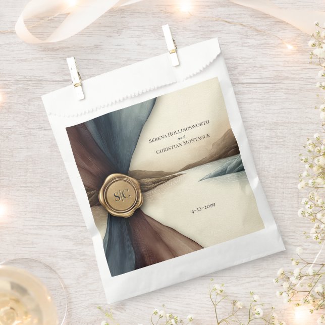 Plum and Blue Ombre Seal Watercolor Wedding Favour Bags (Clipped)