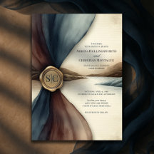 Plum and Blue Ombre Seal Watercolor Wedding