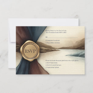 Plum and Blue Ombre Seal Watercolor Wedding RSVP Card