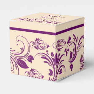 Plum and Champagne Scroll Wedding Favour Box