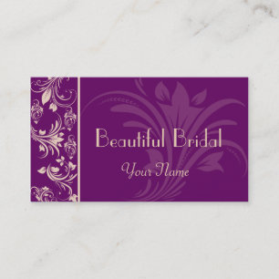 Plum and Cream Floral Scroll Business Card
