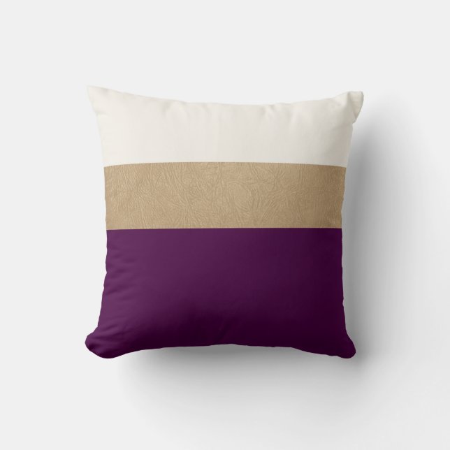 plum and faux gold leather cushion (Front)