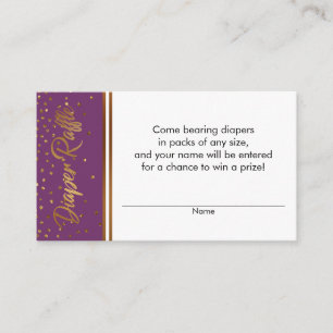 Plum and Gold Confetti Diaper Raffle Ticket Cards