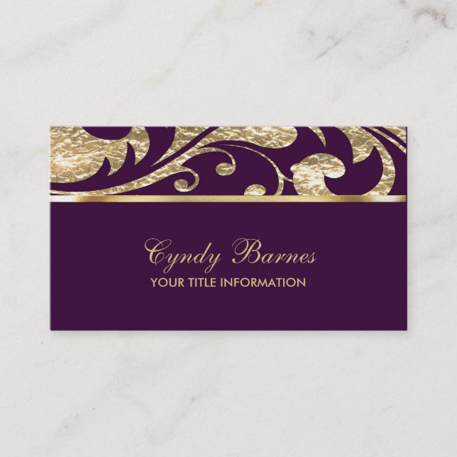 Plum and Gold Contemporary  Business Card (Front)