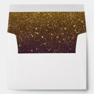 Plum and Gold Glitter Glamour Vintage Wedding Envelope