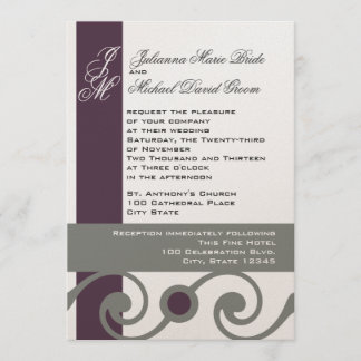 Plum and Grey Invitation