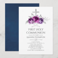 Plum and Navy Floral First Holy Communion