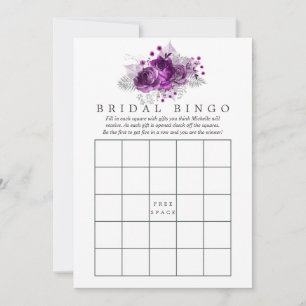 Plum and Navy Watercolor Floral Bridal Bingo