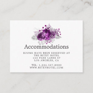 Plum and Navy Watercolor Wedding Accommodations Enclosure Card
