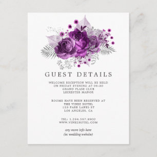Plum and Navy Watercolor Wedding Guest Details Enclosure Card