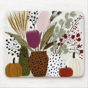 Plum and Olive Leopard Spotted Vases Mouse Mat