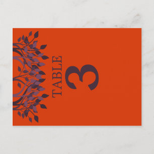 Plum and Orange Leaves Table Number Cards 3