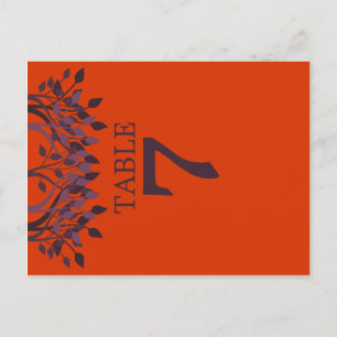 Plum and Orange Leaves Table Number Cards 7
