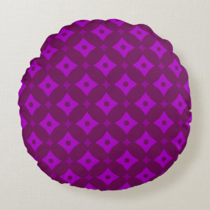 Plum and Orchid Diamond Pattern Round Cushion