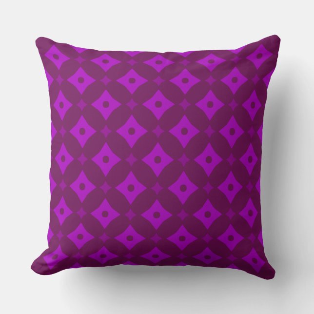 Plum and Orchid Diamond Pattern Throw Pillow (Front)