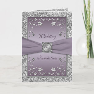 Plum and Pewter Card Style Wedding Invitation