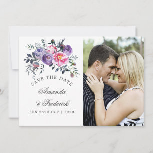 Plum and Pink Floral Wedding Save the Date