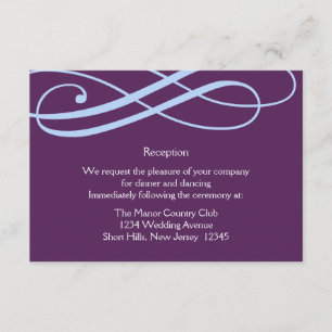 Plum and Powder Blue Swirls Reception Card