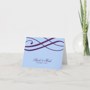 Plum and Powder Blue Swirls Thank You Cards