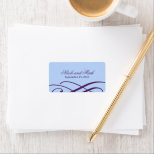 Plum and Powder Blue Wedding Favour Labels