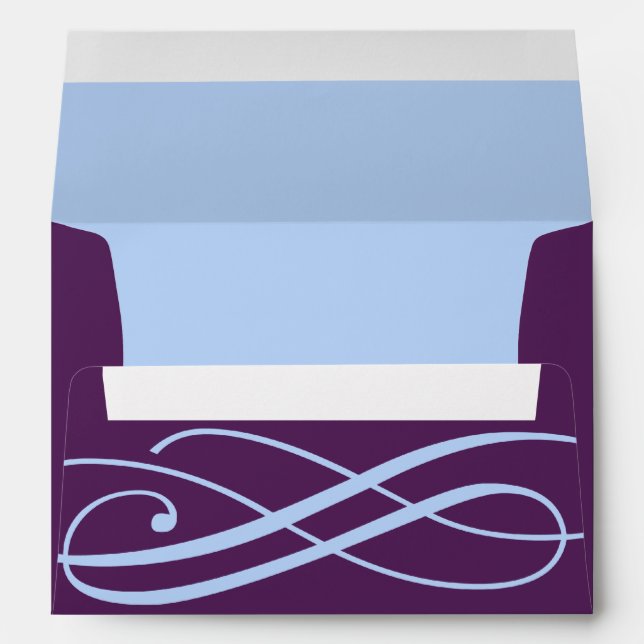 Plum and Powder Blue Wedding Invitation Envelope (Back (Bottom))