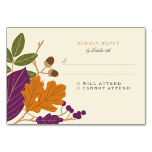 Plum and Pumpkin Fall Wedding RSVP Table Number