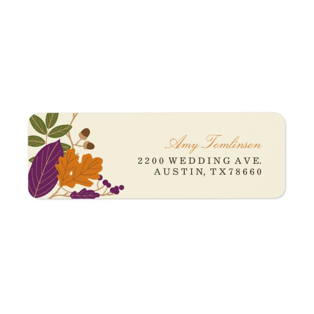 Plum and Pumpkin Fall Wreath Return Address Labels (Front)