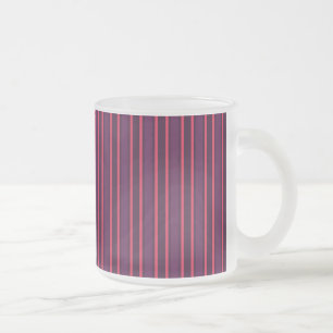 Plum and red candy stripes frosted glass coffee mug
