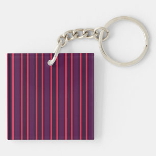Plum and red candy stripes key ring